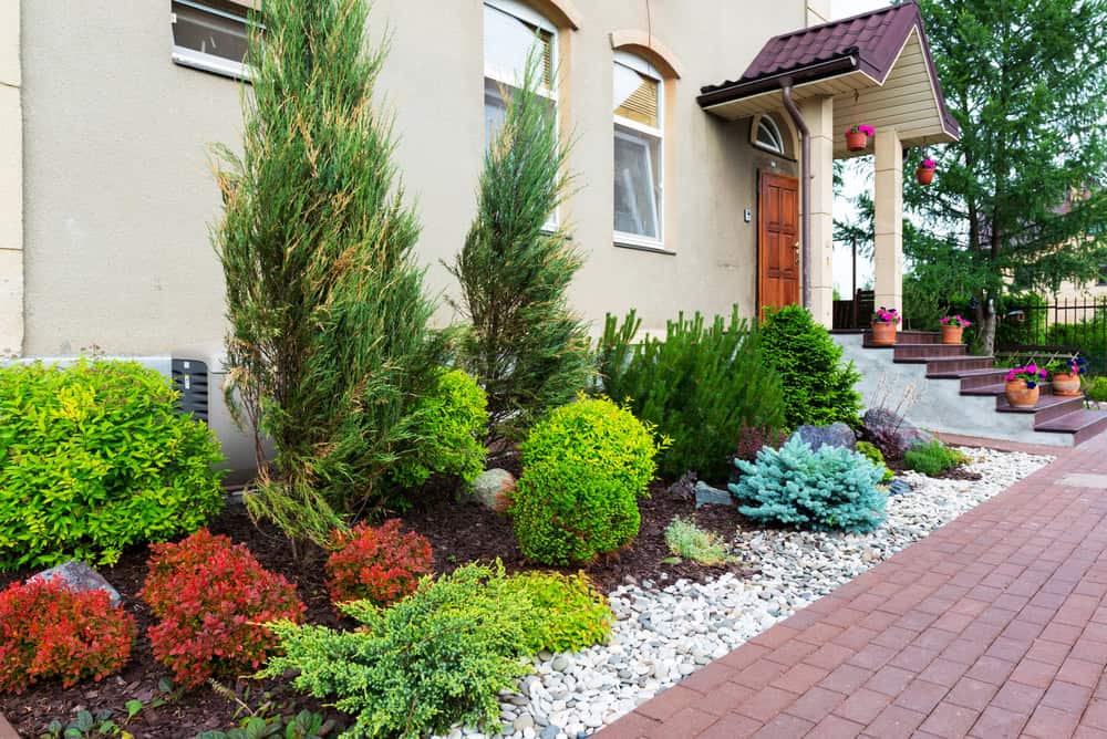 Natural landscaping in home garden Natural flower landscaping in home garden